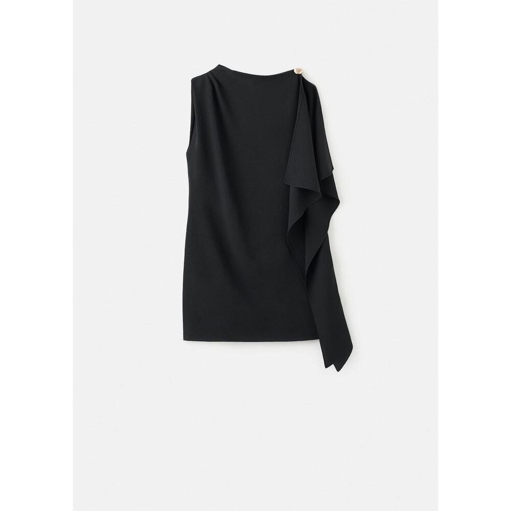 MANGO NWT Short asymmetrical sleeve black dress